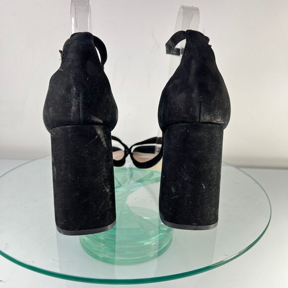 Steve Madden Dillion Block Heel Sandals Black Suede nubuck ankle strap 10 - Picture 7 of 11